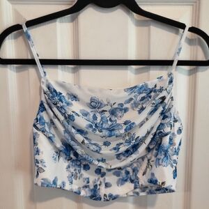 SHEIN Blue Floral Draped Camisole